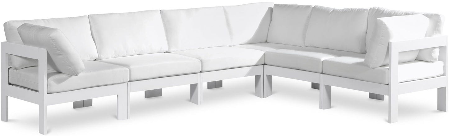 Nizuc - Outdoor Patio 6 Piece Modular Sectional With White Frame