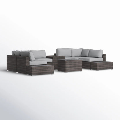 Wicker Sectional Seating Group With Cushions