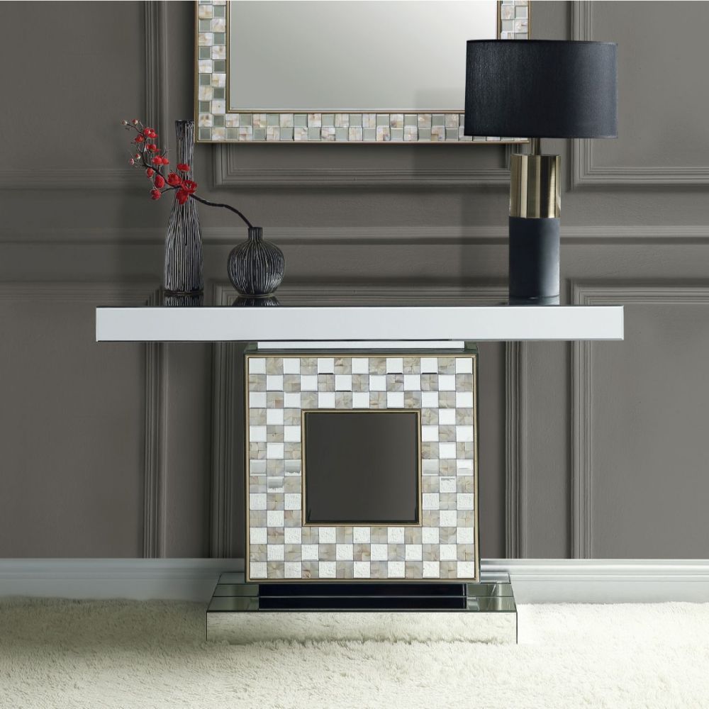 Nasa - 47" Console Table - Mirrored & Mother of Pearl