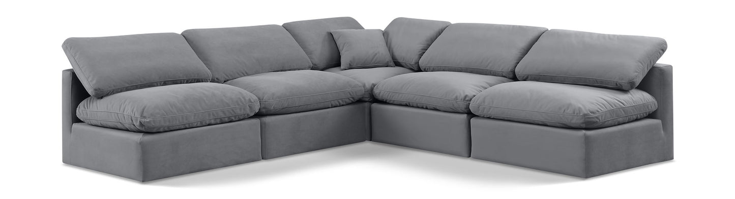 Indulge - Velvet 5 Piece Modular Corner Armless Sectional