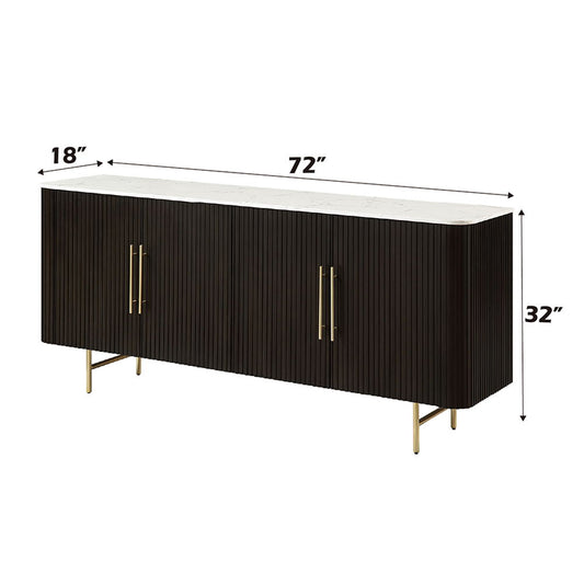 Clayten - Server - White Natural Marble Top & Espresso