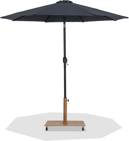 Fiji - Aluminum Patio Umbrella With Square Teak And Black Base