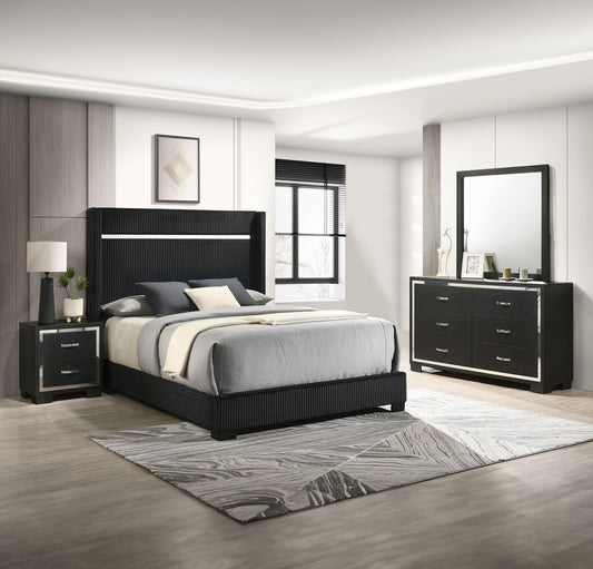 Gennro - Queen 4 Piece Bedroom Set - Black