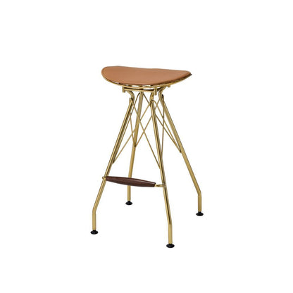Dragea - Bar Stool (Set of 2) - Whiskey Synthetic Leather & Gold