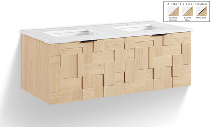 Leonardo - Engineered Stone And Solid Wood 24" Wall Mounted Bathroom Vanity