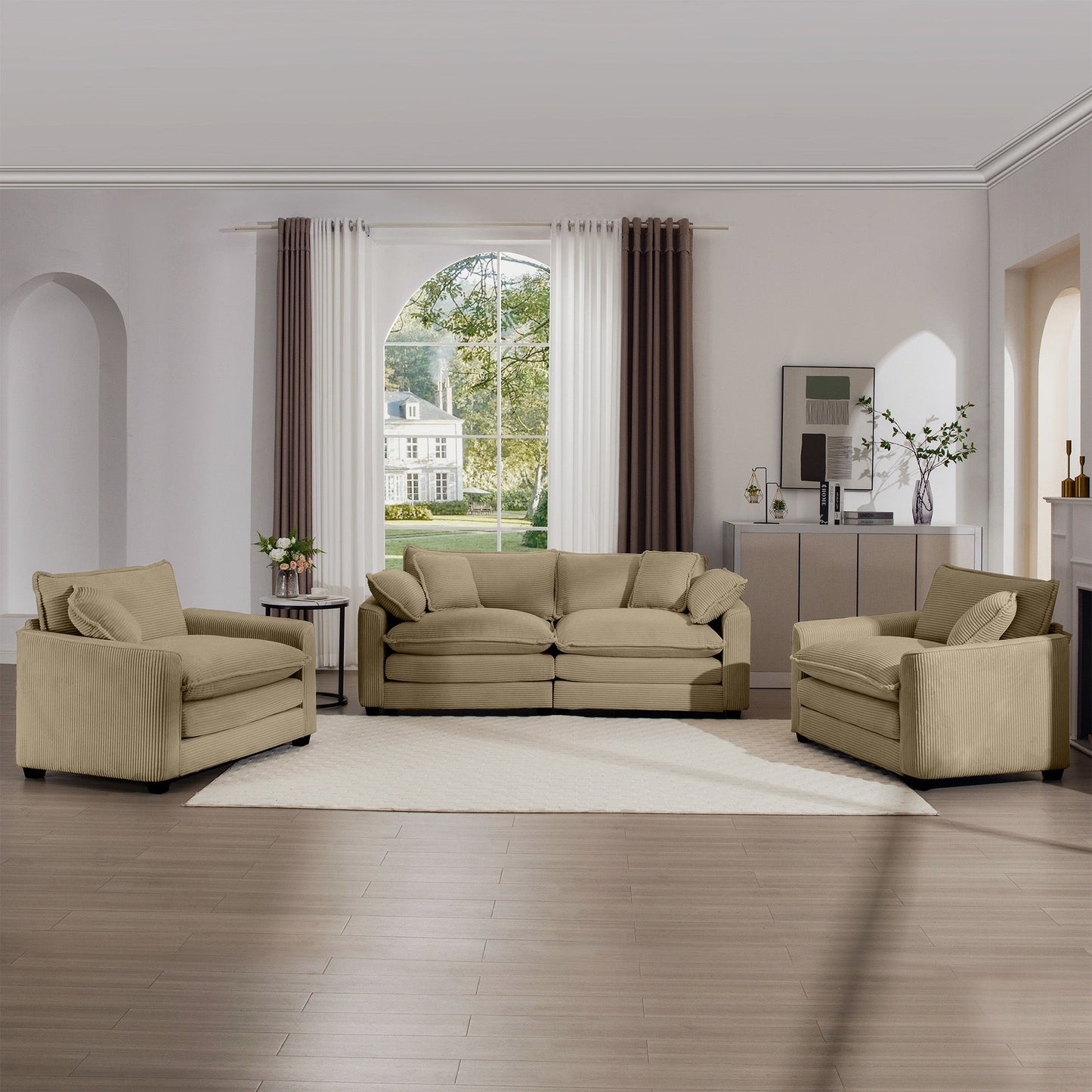 Elegant Oversized Sectional Sofa Set With Deep Seats And Flexible Layout
