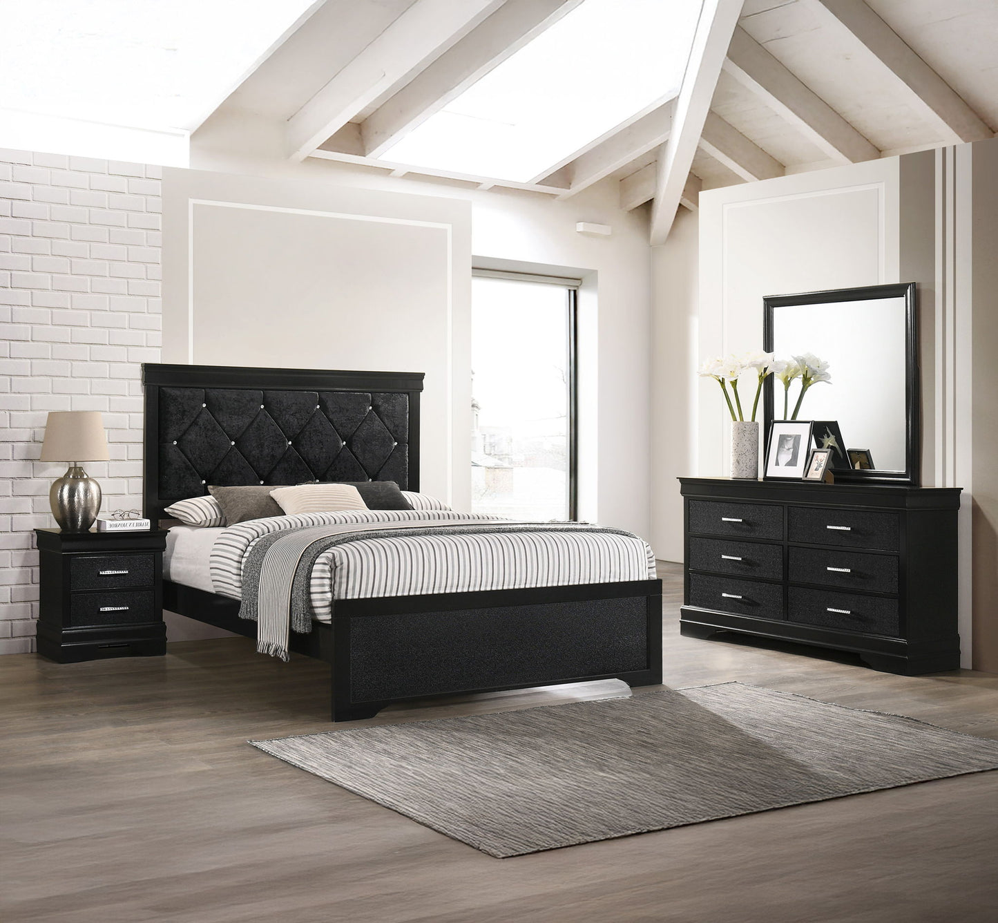 Amalia - King 4 Piece Bedroom Set - Black