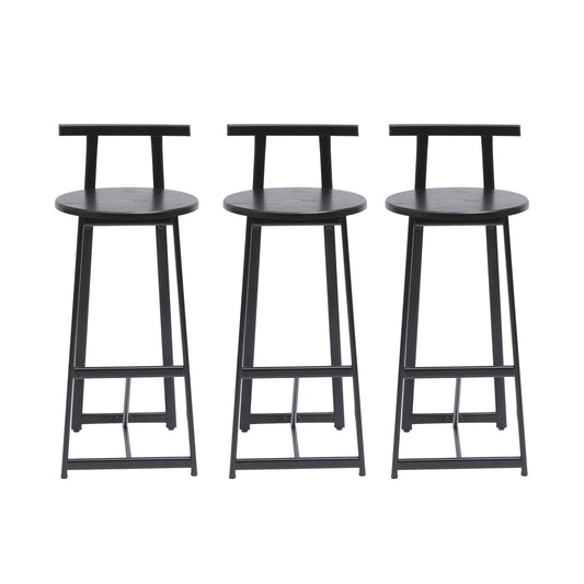 Modern Bar Stools With Backrest For Kitchen (Set of 3)