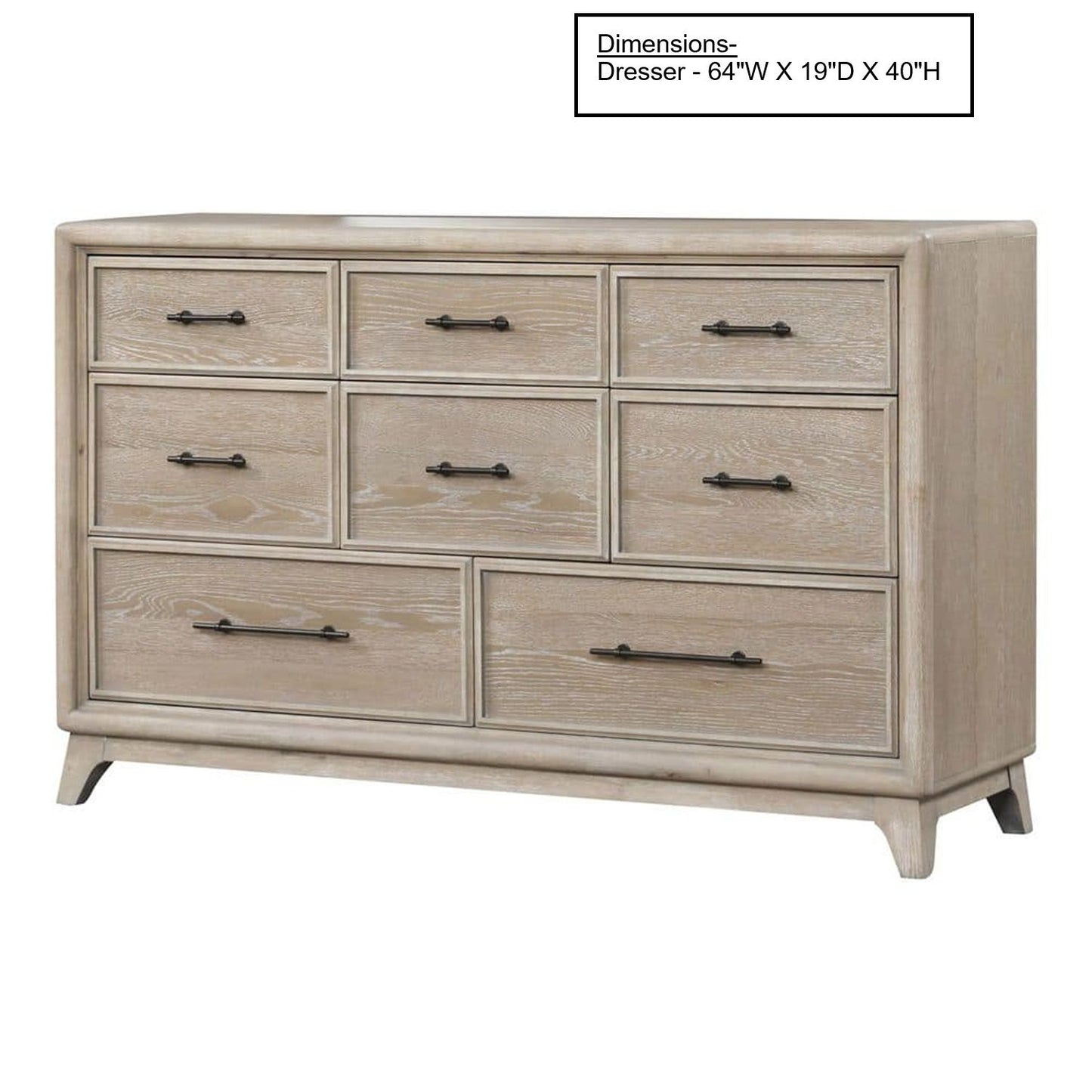 8 Drawers 1 Piece Dresser, Ample Storage Bedroom - Oak