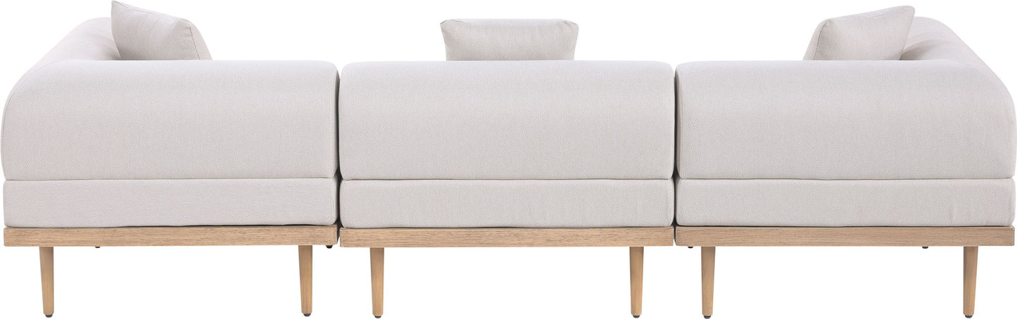 Laguna - 3 Piece Resilient Water Resistant Fabric 106.5" Upholstered Outdoor Patio Modular Sofa