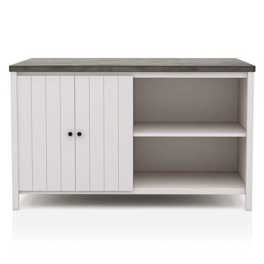 Counter Height Dining Table With Storage Cabinet Base - Dark Gray / Off White / Off White / Gray