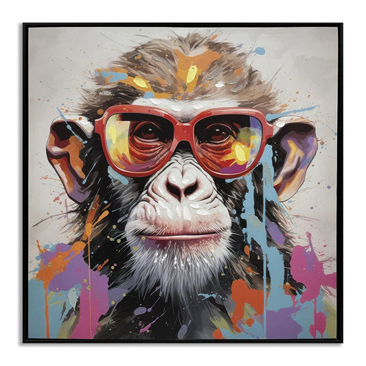 Vivid Splash Primate - 25" x 25" Framed Wall Art