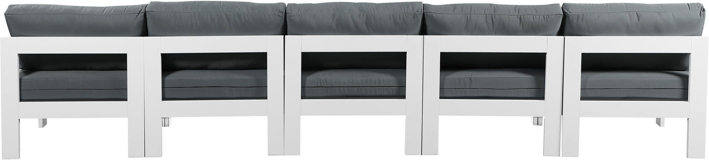 Nizuc - Outdoor Patio 5 Seat Modular Armless Sofa With White Frame
