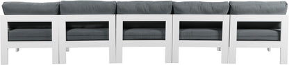 Nizuc - Outdoor Patio 5 Seat Modular Armless Sofa With White Frame