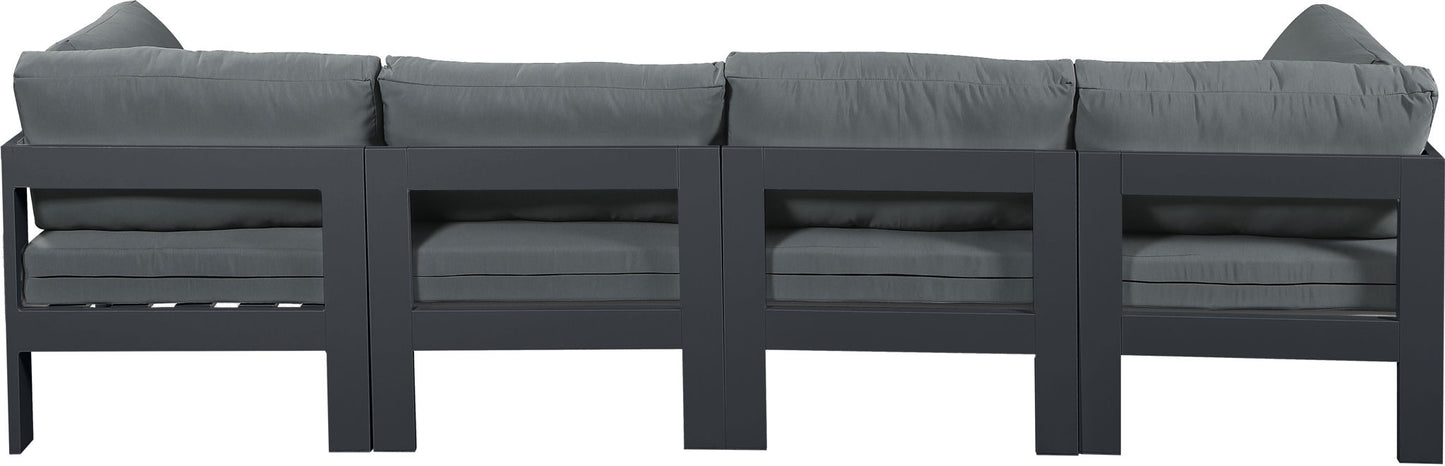 Nizuc - Outdoor Patio 4 Seat Modular Sofa With Gray Frame