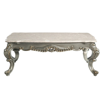Miliani - Coffee Table With Marble Top - Natural Marble Top & Antique Bronze