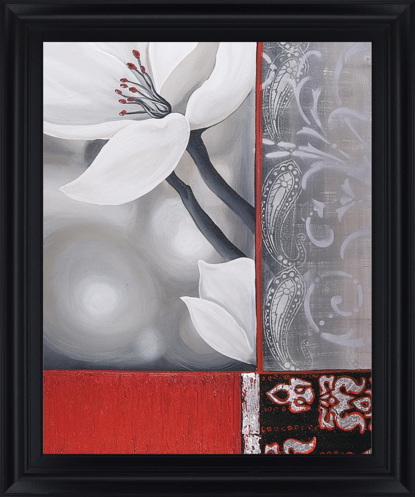 Crimson Petal Fusion - 28" x 34" Framed Wall Art