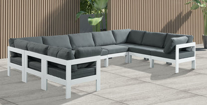 Nizuc - Outdoor Patio 9 Piece Modular Sectional With White Frame