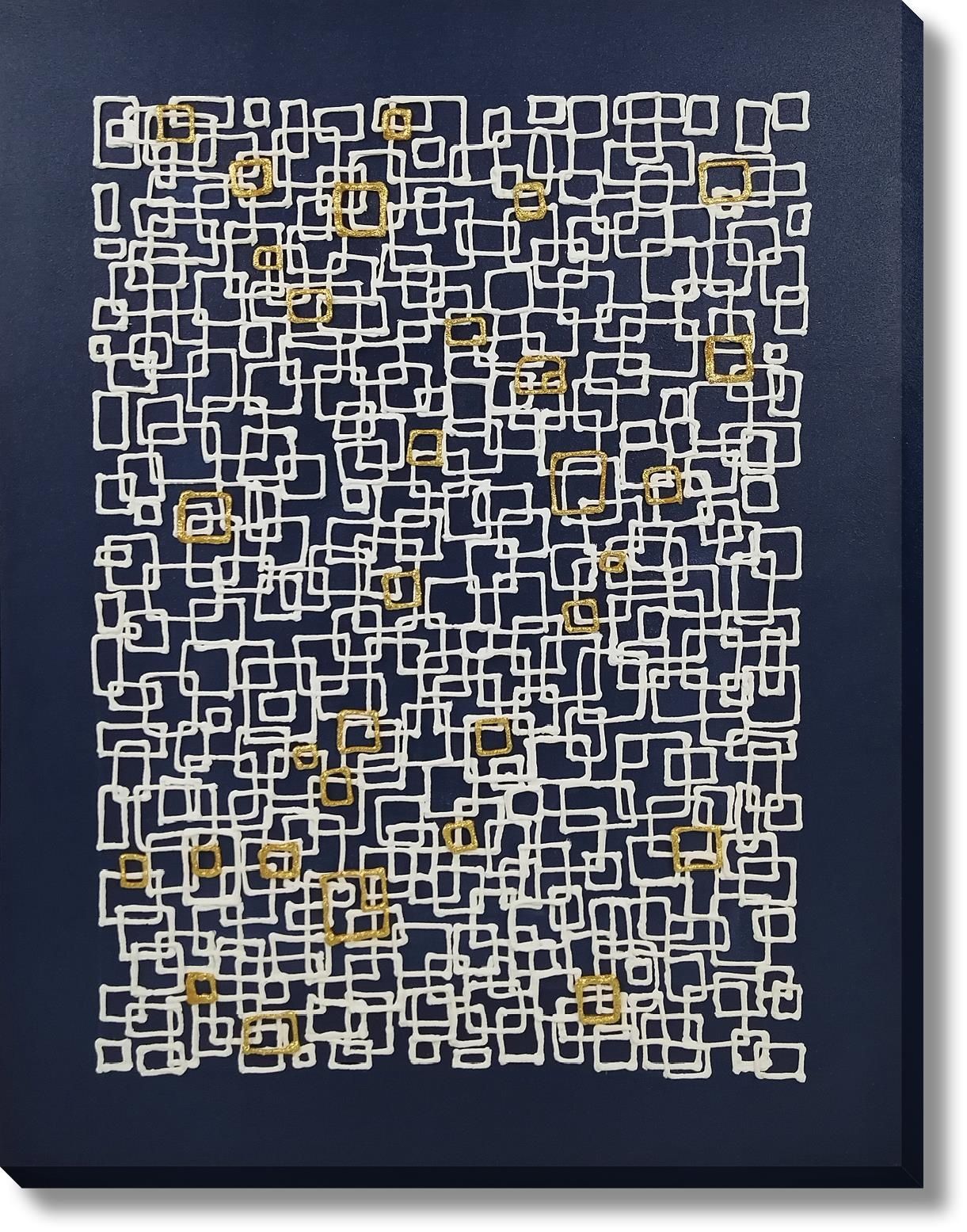 Golden Maze Grid - 36" x 48" Framed Wall Art