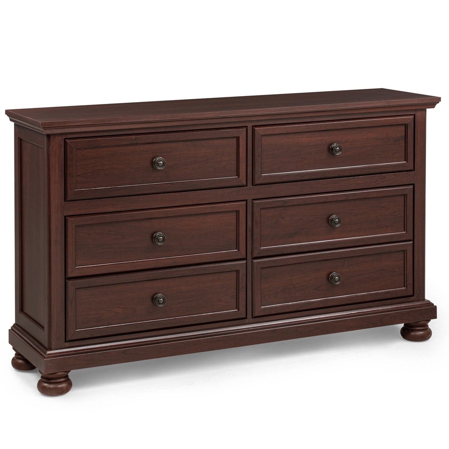 1 Piece Dresser, 6 Drawer Storage, Bedroom Furniture - Brown / Cherry
