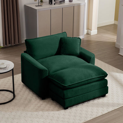 Classic Modern Comfortable Single Chair Deep Seat Sofa With Footstool