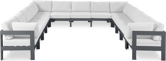 Nizuc - Outdoor Patio 13 Piece Modular Sectional With Gray Frame