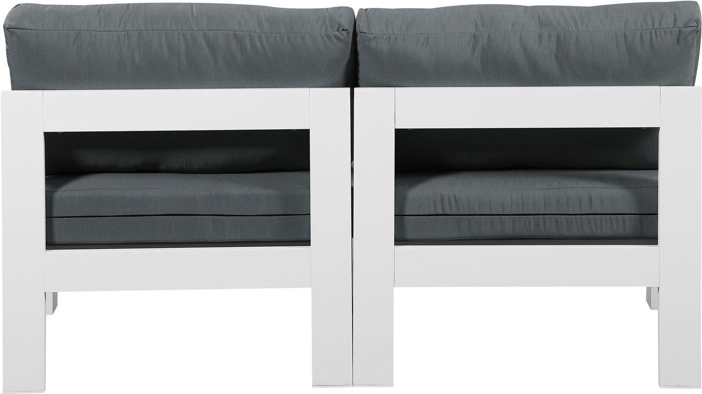 Nizuc - Outdoor Patio 2 Seat Armless Modular Sofa With White Frame