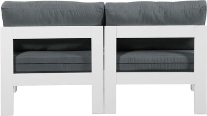 Nizuc - Outdoor Patio 2 Seat Armless Modular Sofa With White Frame