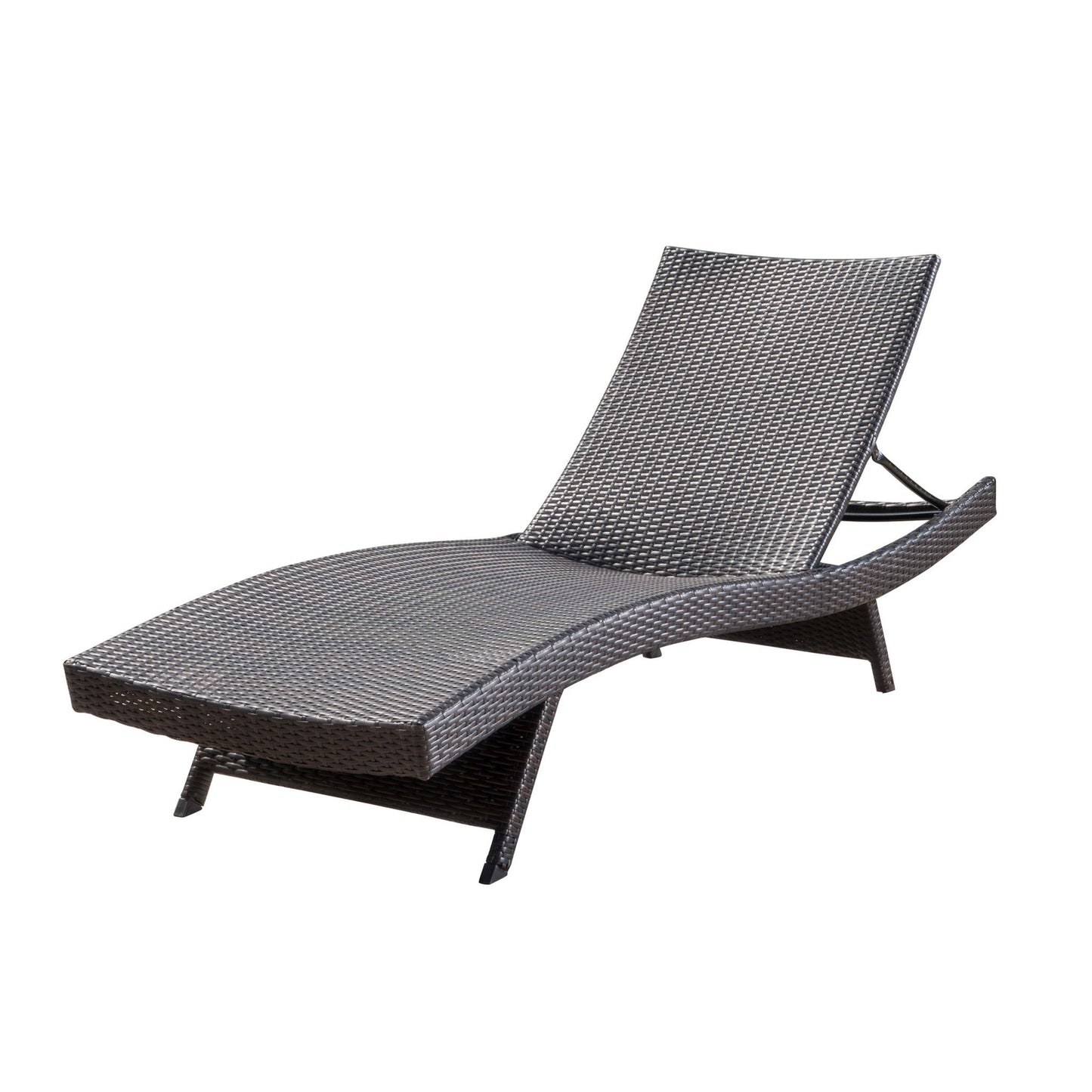 Mysticism Outdoor Chaise Lounge With Adjustable Backrest And Foldable Legs - Brown Multi