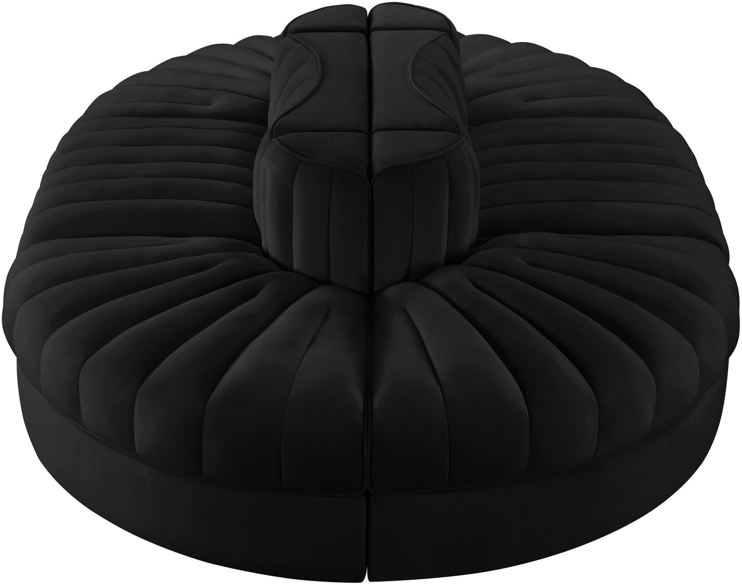 Rummi - Oval Velvet Performance Fabric Upholstered 6 Piece Modular Sectional
