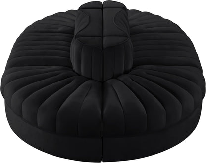 Rummi - Oval Velvet Performance Fabric Upholstered 6 Piece Modular Sectional