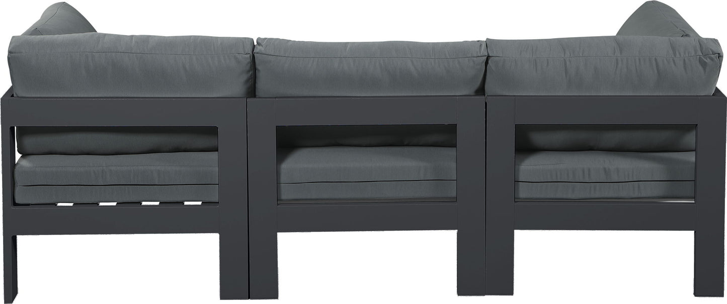 Nizuc - Outdoor Patio 3 Seat Modular Sofa With Gray Frame