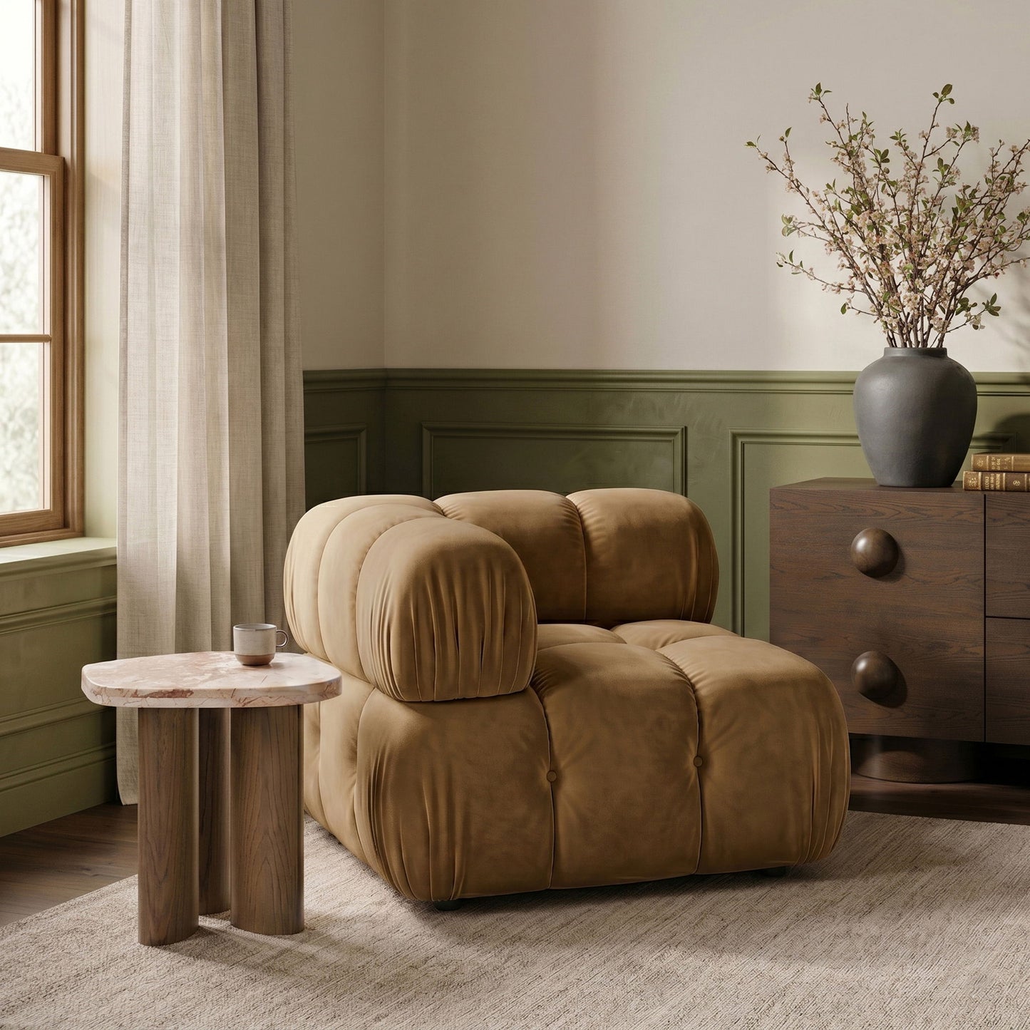 Orin - Velvet Performance Fabric Upholstered Modular Corner Chair