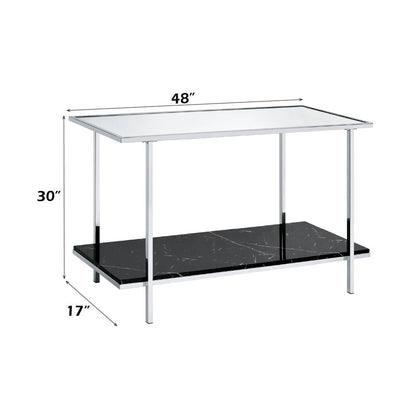 Angwin - Console Table - Mirrored, Faux Marble Top & Chrome