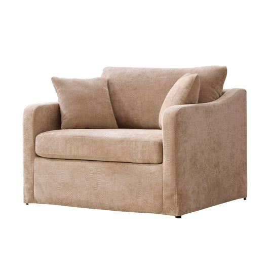 Farmhouse Accent Chair With 2 Bolster Pillows