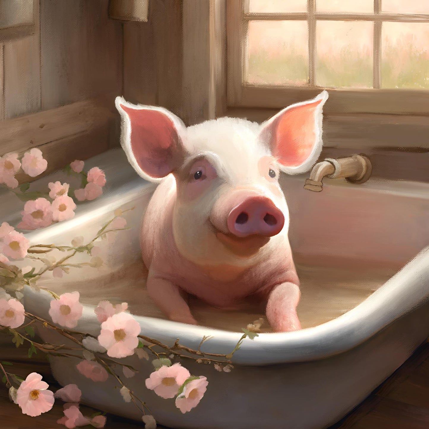 Pig Bath By Elizabeth Medley (Small) - Pink