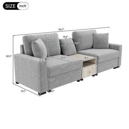 Modular Sofa Couch With Storage Armrest And Center Console