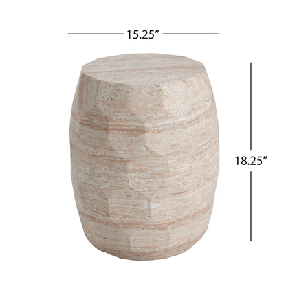 Travertine Lightweight Concrete Side Table For Indoor / Outdoor Use - Beige