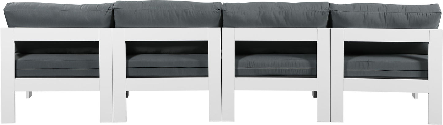 Nizuc - Outdoor Patio 4 Seat Armless Modular Sofa With White Frame