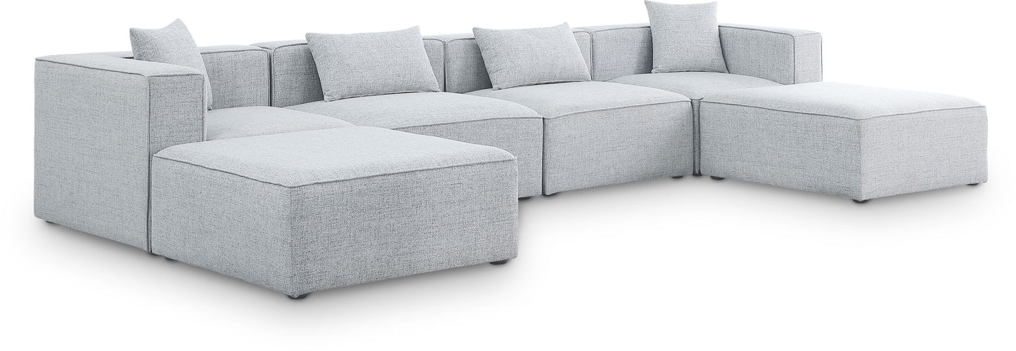 Cube - Linen 6 Piece Modular Double Chaise Sectional
