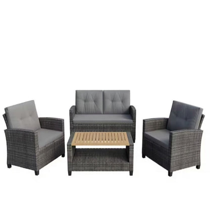 Modern All-Weather Patio Set With Cushions And Table