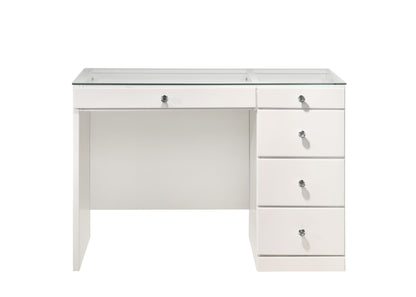Morgan - Vanity Desk With Glass Top - White