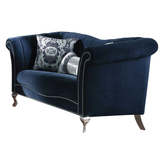 Jaborosa - Loveseat With 2 Pillows - Blue Velvet