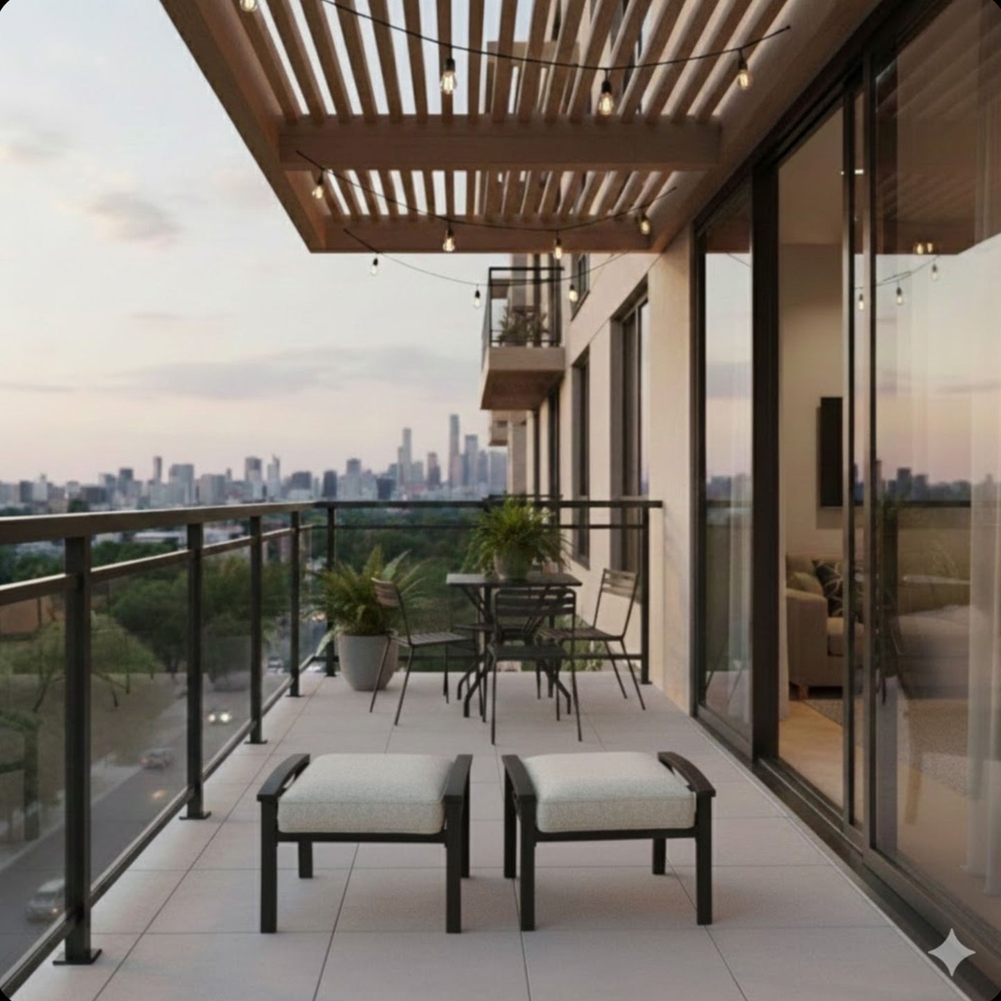 Modern All-Weather Ottomans With Cushions (Set of 2)