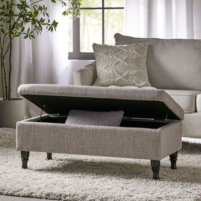 Dean - Fabric Storage Wide Tufted Rectangle Ottoman - Gray