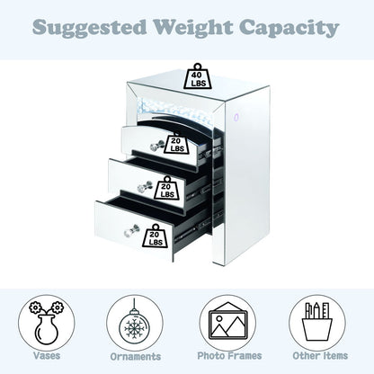 Nysa - Accent Table With LED - Mirrored & Faux Crystals