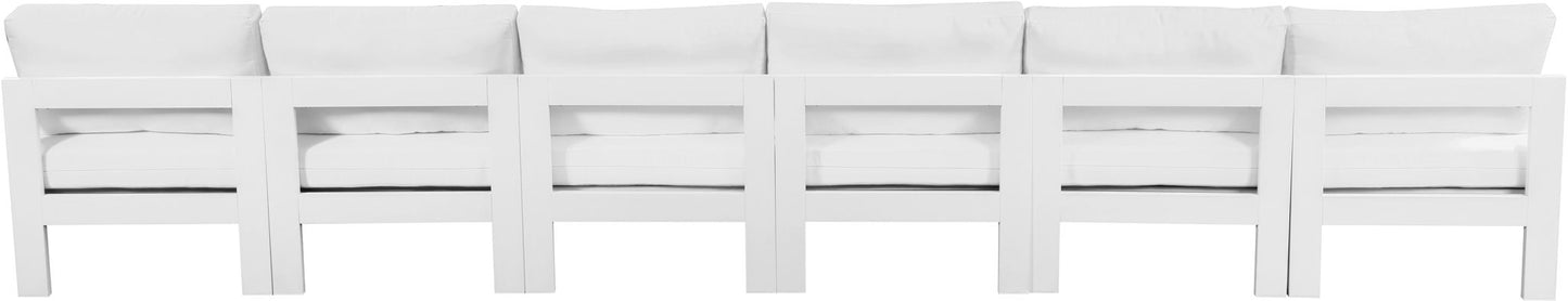 Nizuc - Outdoor Patio 6 Seat Armless Modular Sofa With White Frame
