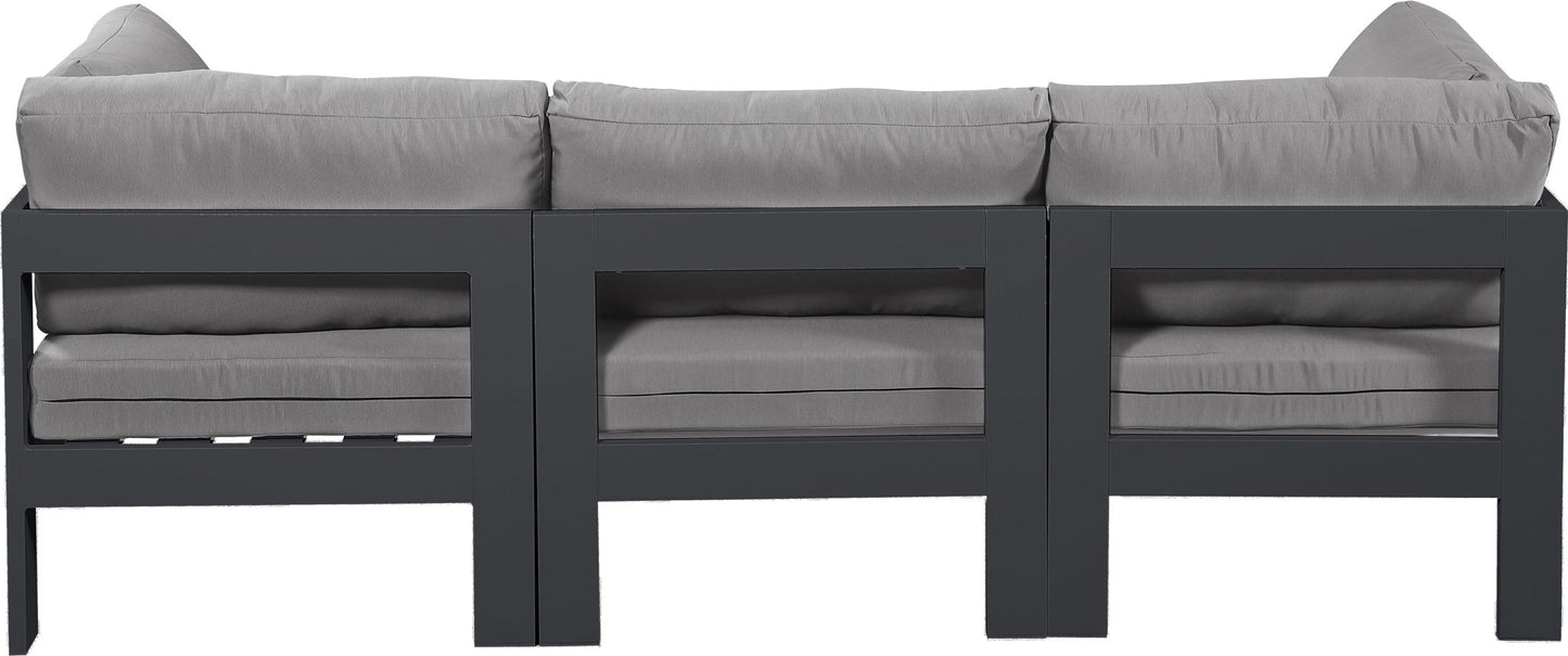 Nizuc - Outdoor Patio 3 Seat Modular Sofa With Gray Frame