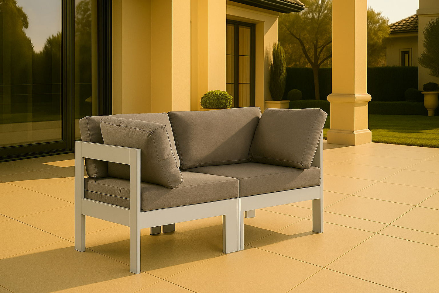 Nizuc - Outdoor Patio 2 Seat Modular Sofa With White Frame