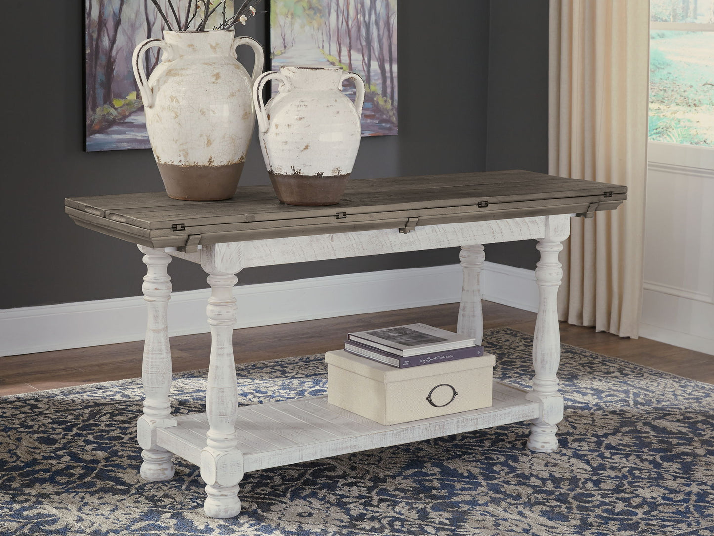 Havalance - Flip Top Sofa Table - Gray / White